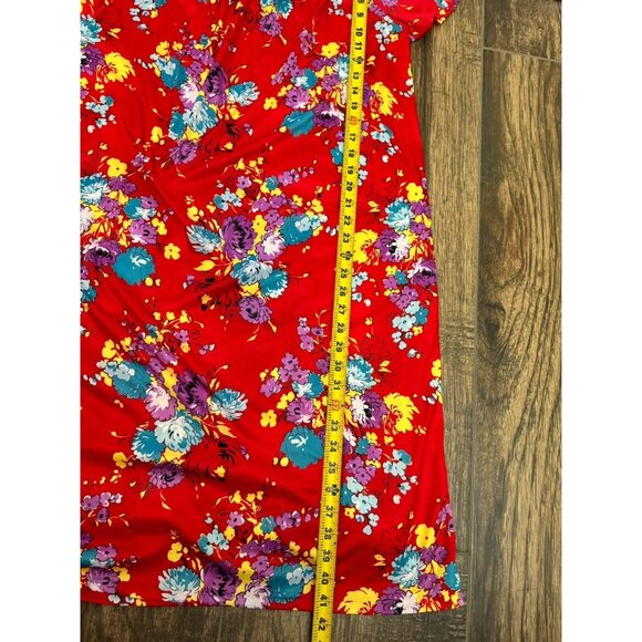 Anthony Richard’s Size Large Red Floral Mumu House Coat Mrs Roper Loungewear - Picture 8 of 9